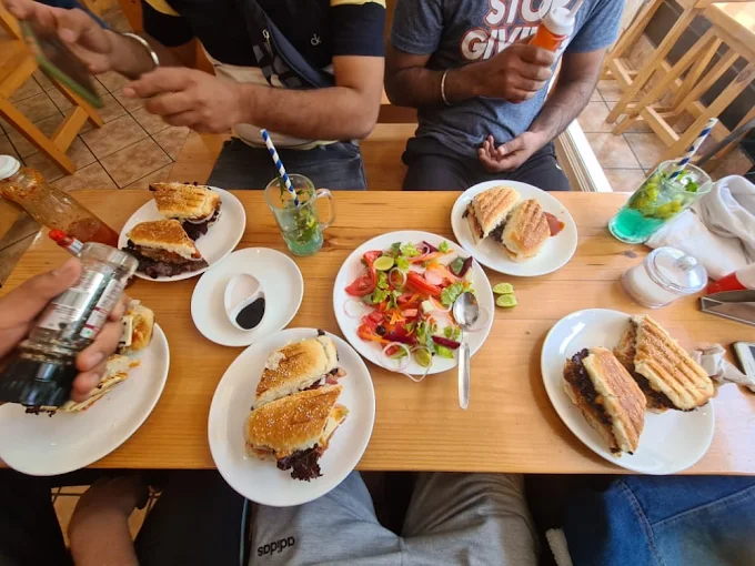 A wide view of the cafe counter
